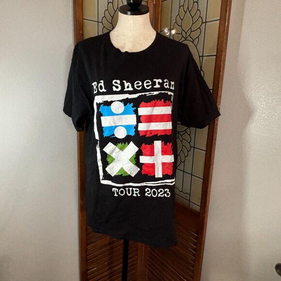 Ed Sheeran Shirt Black Blue Mathematics 2023 Tour Concert Size L - Picture 1 of 10